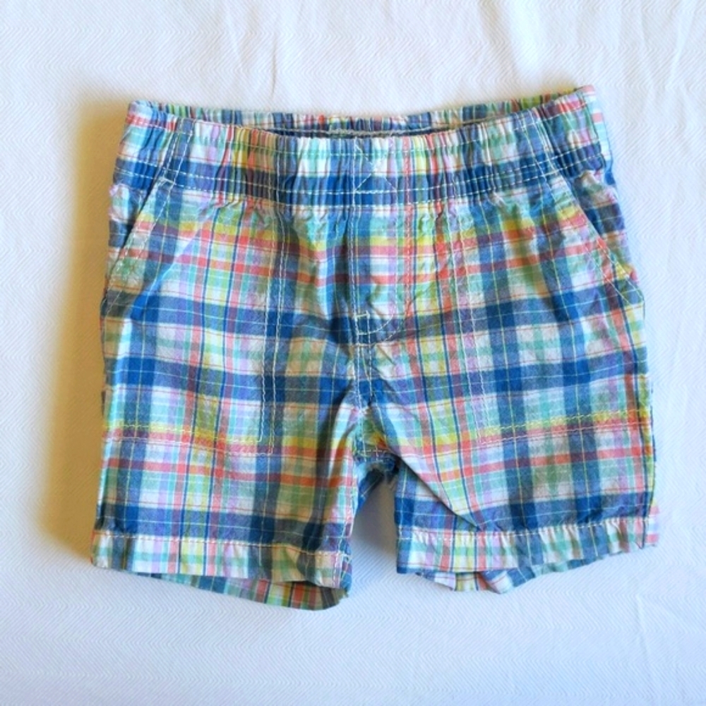 carter's spring picnic plaid pull-on cotton shorts 18 months baby toddler boy